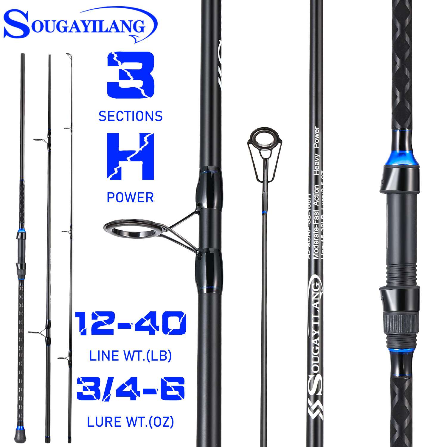 Sougayilang 3sections Spinning - đánh giá và giá Fishing Rod Surf
