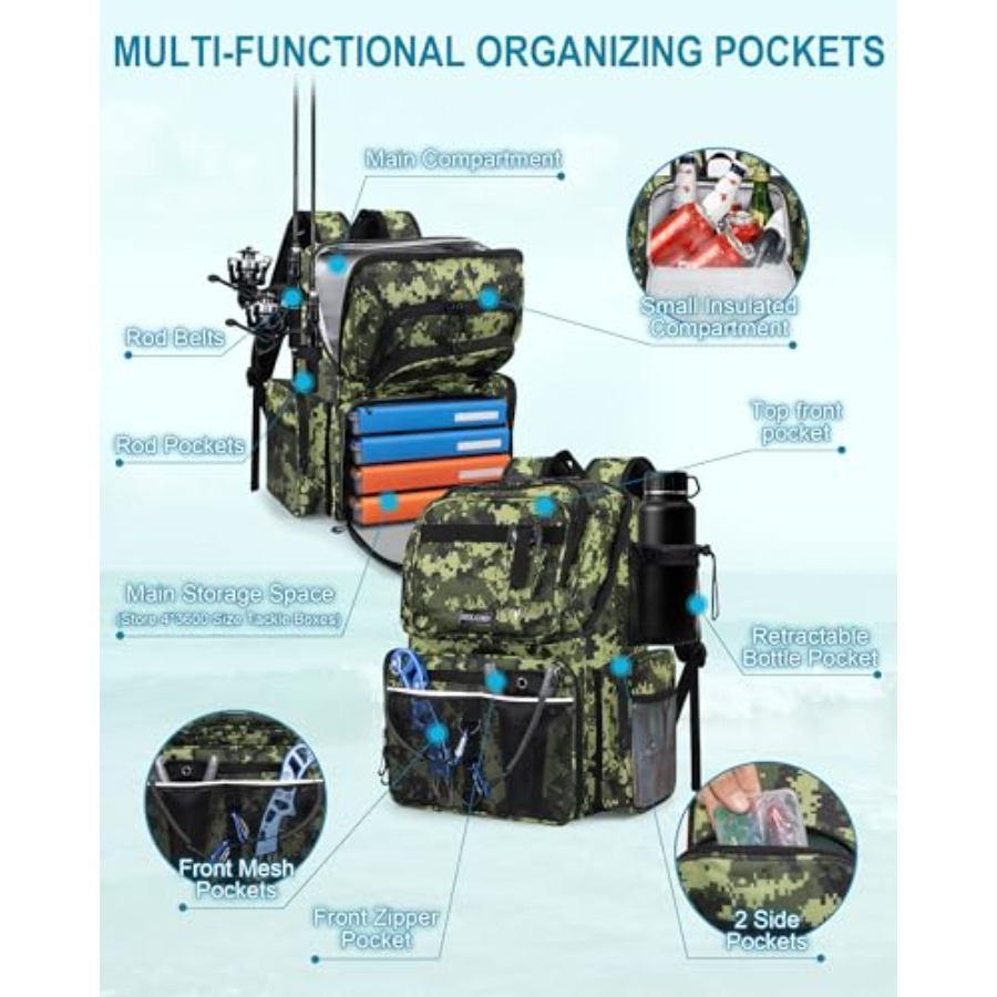 Fishing Backpack with Rod Hold - đánh giá và giá Fishing Rod Holder